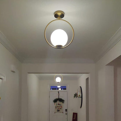Contemporary Pendant Lamp Metal Frame Opal Glass Lampshade For sale