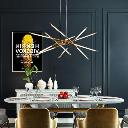 Modern Chandelier Streamlined Linear Rotatable LED Suspension Lamps