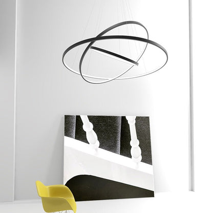 Modern Chandelier Tiers Ring Circles LED For Restaurant