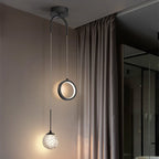 Creative Pendant Light Round Ring Starry Ball Art For Bedside