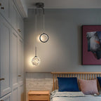 Creative Pendant Light Round Ring Starry Ball Art For Bedside