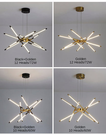 Modern Chandelier Streamlined Linear Rotatable LED For Dinning Room