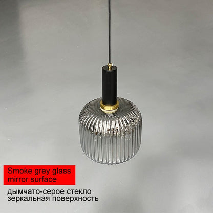 Stylish Pendant Light Rib Textured Glass Perfume Bottle Hanging Light