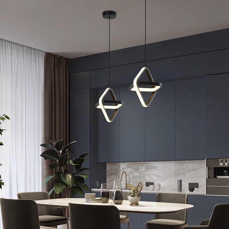 Modern Pendant Light Minimalist Black Or White Frame LED Island Light