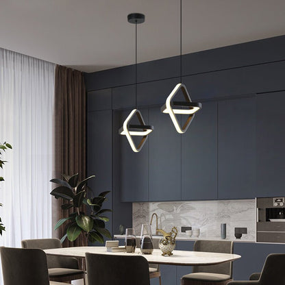 Modern Pendant Light Minimalist Black Or White Frame LED Island Light