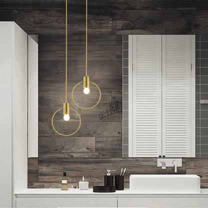 Personality Pendant Lamp Gold Ring Frame Opal Frosted Glass Lampshade Hanging Lamp For bathroom