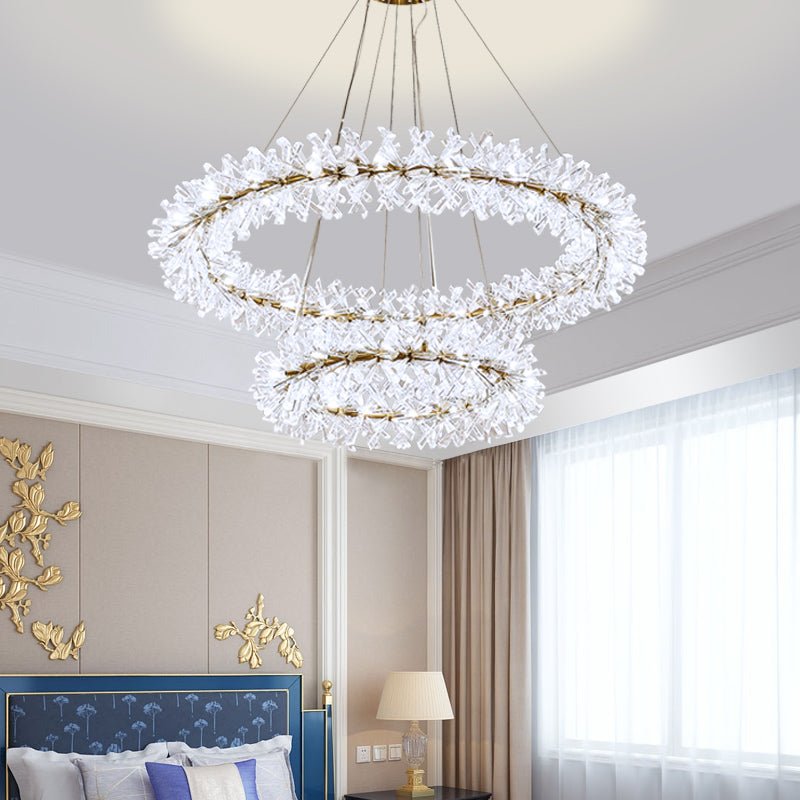 Contemporary Chandelier Glossy Ice Crystal Wheel For Living Room Hall