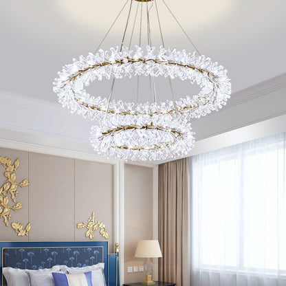 Contemporary Chandelier Glossy Ice Crystal Wheel For Living Room Hall