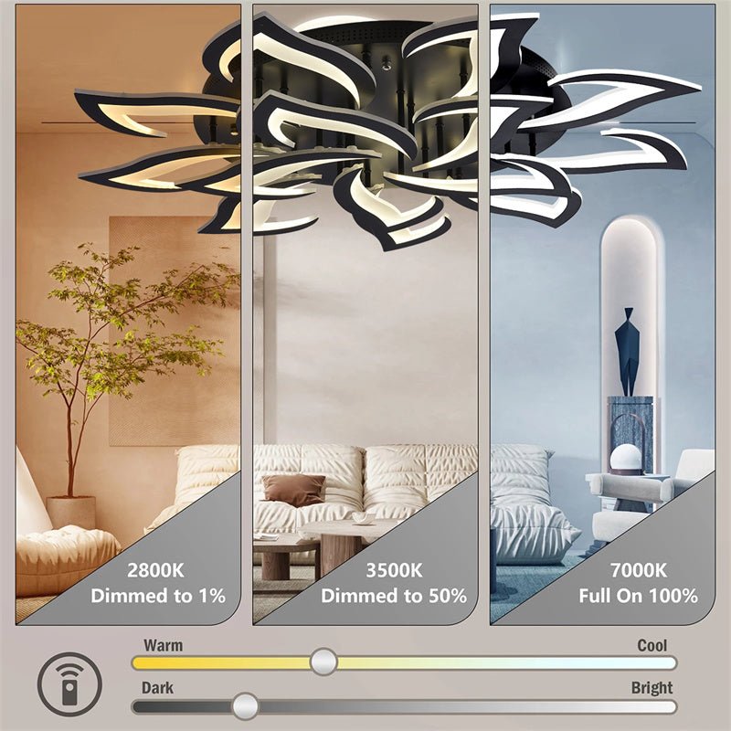 Lotus Shape Ceiling Light LED Semi Flush With App Remote Control For Lounge