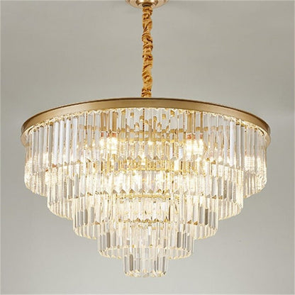 Modern Chandelier Tiered Round Crystal