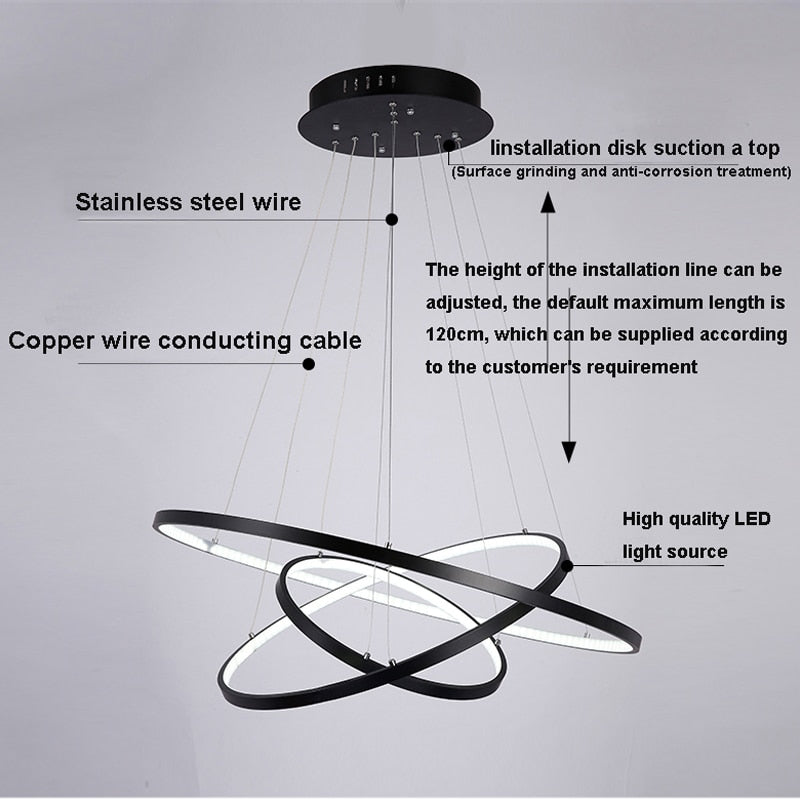 Modern Chandelier Tiers Wheel Circles LED Lighting Fixture