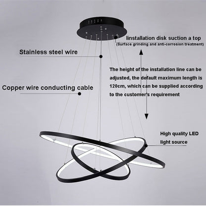 Modern Chandelier Tiers Wheel Circles LED Lighting Fixture