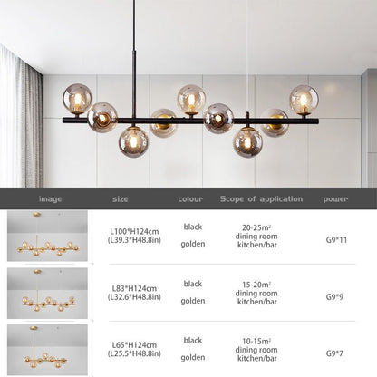 Modern Chandelier Nordic Style LED Glass Globe Cover Linear Brunch