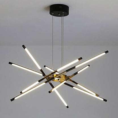 Modern Chandelier Streamlined Linear Rotatable LED For Dinning Room