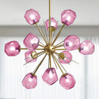 Modern Glass Chandeliers12 Light Pink Murano Art Deco Glass Sputnik Ceiling Light Fixture Gold Pendant Lighting