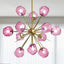 Modern Glass Chandeliers12 Light Pink Murano Art Deco Glass Sputnik Ceiling Light Fixture Gold Pendant Lighting