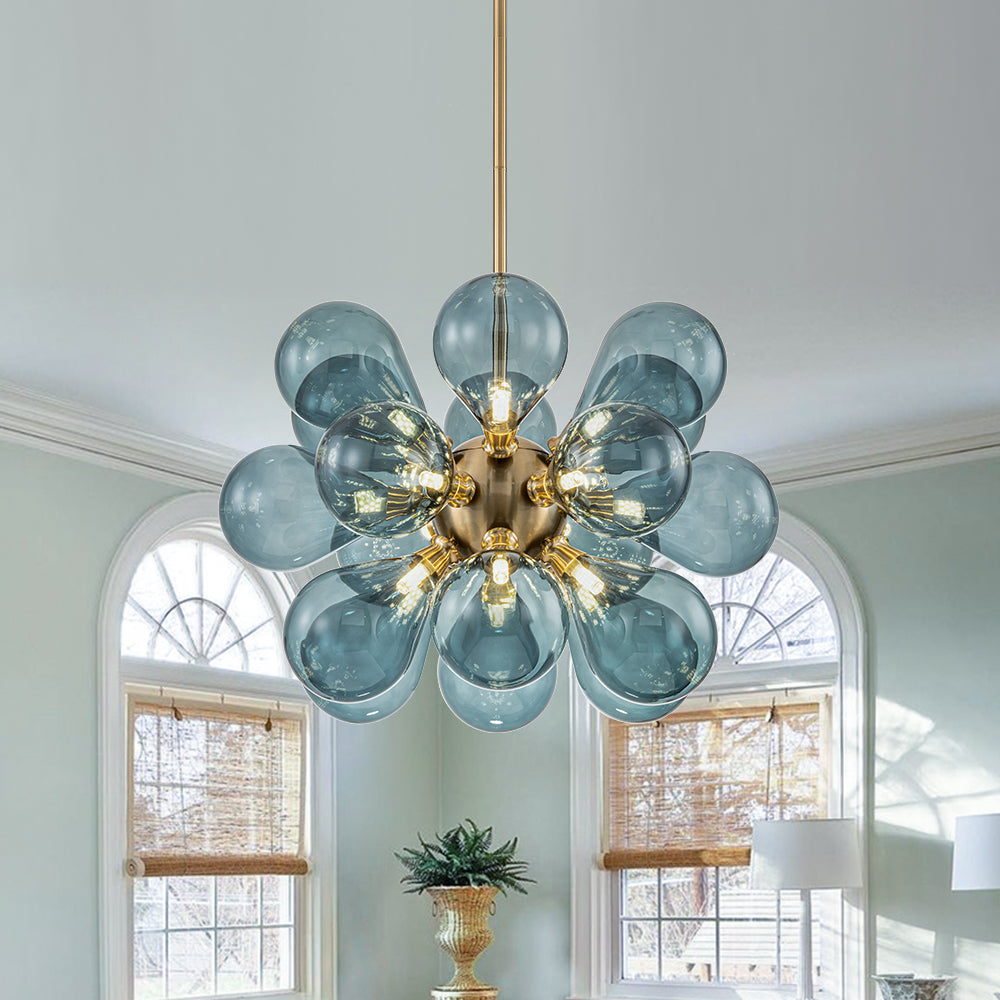 Bubbles Chandelier With Teal Blue Glass Balls