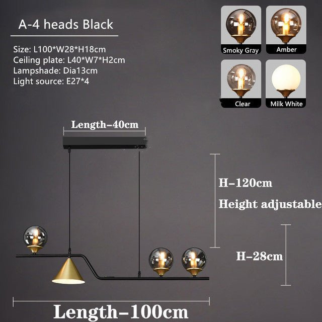 Modern Chandelier Glass Ball Shade For Kitchen Dining Room