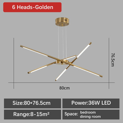 Modern Chandelier Streamlined Linear Rotatable LED For Dinning Room