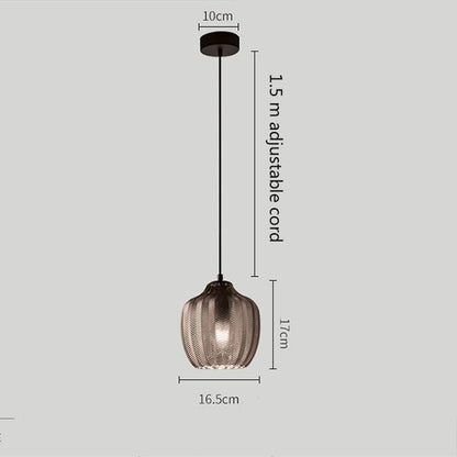 Amber/Gray Glass LED Pendant Hanging Lights For Bedside