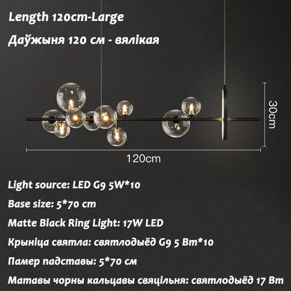 Minimalist Chandelier Nordic Glass Globe Island Light With Circle LED