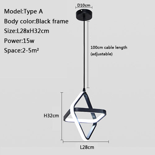 Cheap Pendant Light Minimalist Black Or White Frame LED Hanging Lamp