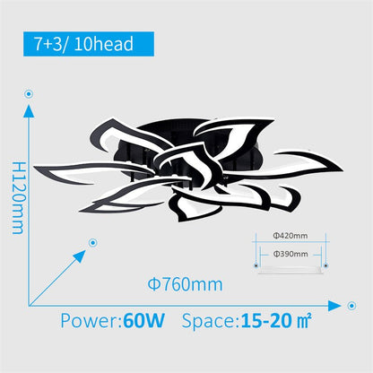 Lotus Shape Ceiling Light LED Semi Flush With App Remote Control For Bedroom And Living Room