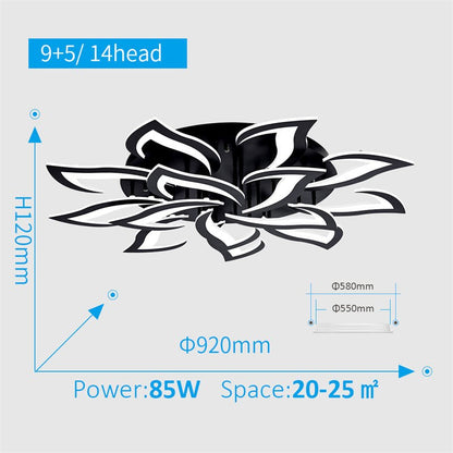 Lotus Shape Ceiling Light LED Semi Flush With App Remote Control For Bedroom And Living Room