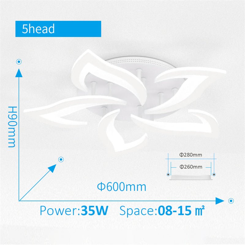 Lotus Shape Ceiling Light LED Semi Flush With App Remote Control For Bedroom And Living Room