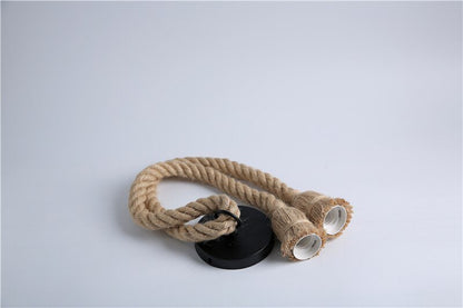 Retro Hemp Rope Vintage Countryside Pendant lamp For Sale