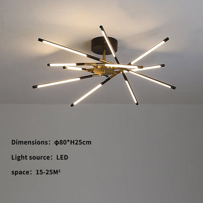 Modern Chandelier Streamlined Linear Rotatable LED For Dinning Room