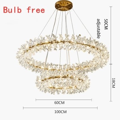 Modern Luxury Crystal Chandelier LED Ring Tiered Suspension Lamp For Living Room