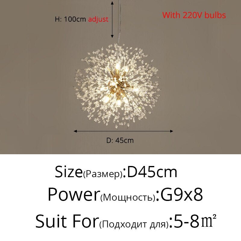 Crystal Pendant Chandelier Dandelion Shape LED
