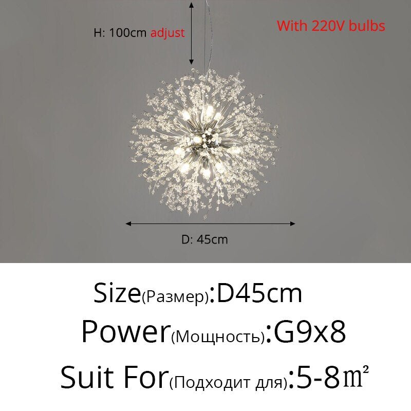 Crystal Chandelier Dandelion Starburst Shape LED Pendant Lighting