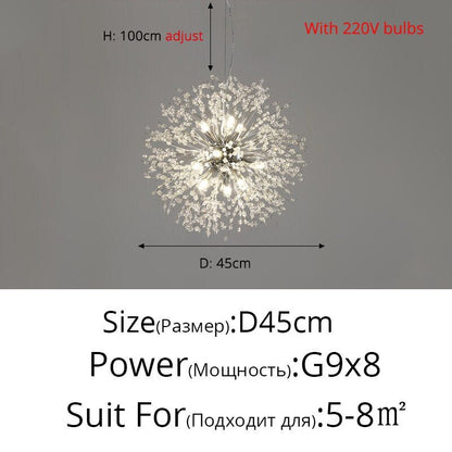 Crystal Chandelier Dandelion Starburst Shape LED Pendant Lighting