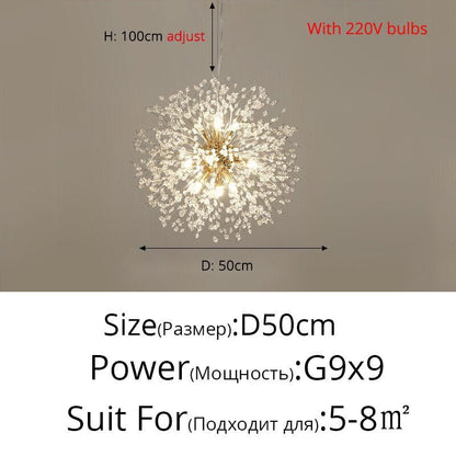 Crystal Chandelier Dandelion Starburst Shape LED Pendant Lighting