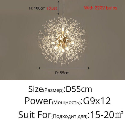 Crystal Chandelier Dandelion Starburst Shape LED Pendant Lighting