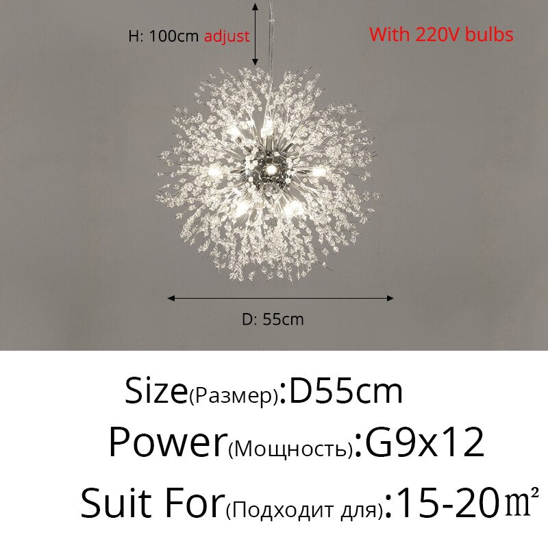 Crystal Chandelier Dandelion Starburst Shape LED Pendant Lighting