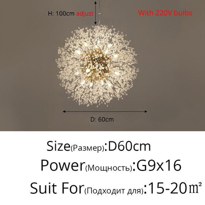 Crystal Chandelier Dandelion Starburst Shape LED Pendant Lighting