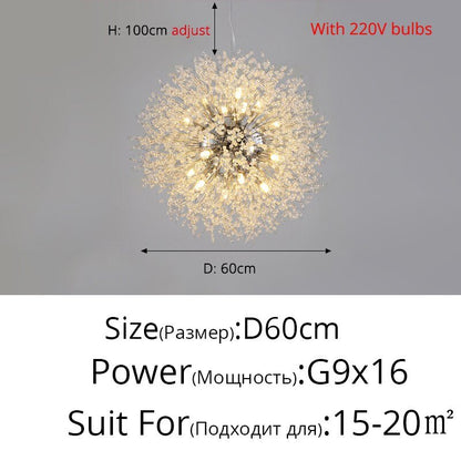 Crystal Chandelier Dandelion Starburst Shape LED Pendant Lighting