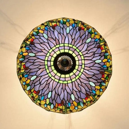 Vintage blue dragonfly ceiling light fixture with colorful glass gems