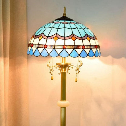 Coastal style blue art glass floor lamp for living room decor