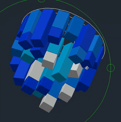 Geometric 3D design for blue "Tronchi" Murano glass chandelier