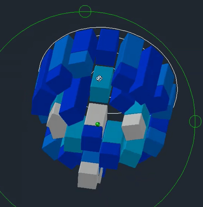 Geometric 3D design for blue "Tronchi" Murano glass chandelier