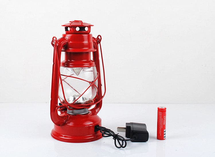 Vibrant red vintage LED lantern for emergency backup and outdoor camping.