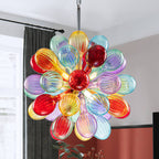 A Color Visionary's Dream: Multi-Color Ribbed Blown Glass Bubble Chandelier - BeyPan