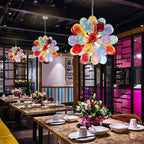 A Color Visionary's Dream: Multi-Color Ribbed Blown Glass Bubble Chandelier - BeyPan