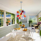 A Color Visionary's Dream: Multi-Color Ribbed Blown Glass Bubble Chandelier - BeyPan