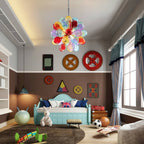 A Color Visionary's Dream: Multi-Color Ribbed Blown Glass Bubble Chandelier - BeyPan