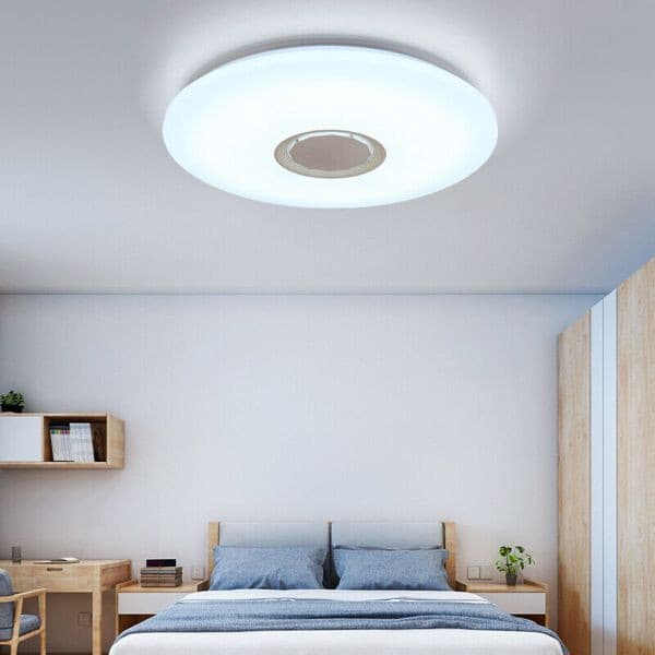 LED Ceiling Light Music RGB bluetooth Speaker Lamp Dimmable W/Smart Remote